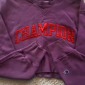 Champion Purple Sweatshirt with Red Logo